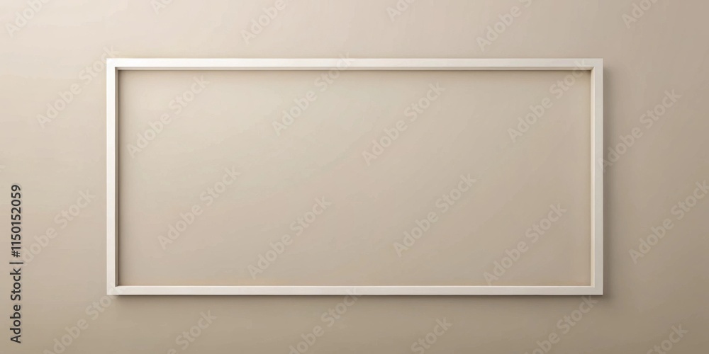 Poster empty white rectangular frame on a neutral beige wall, ideal for design mockups and minimalist prese