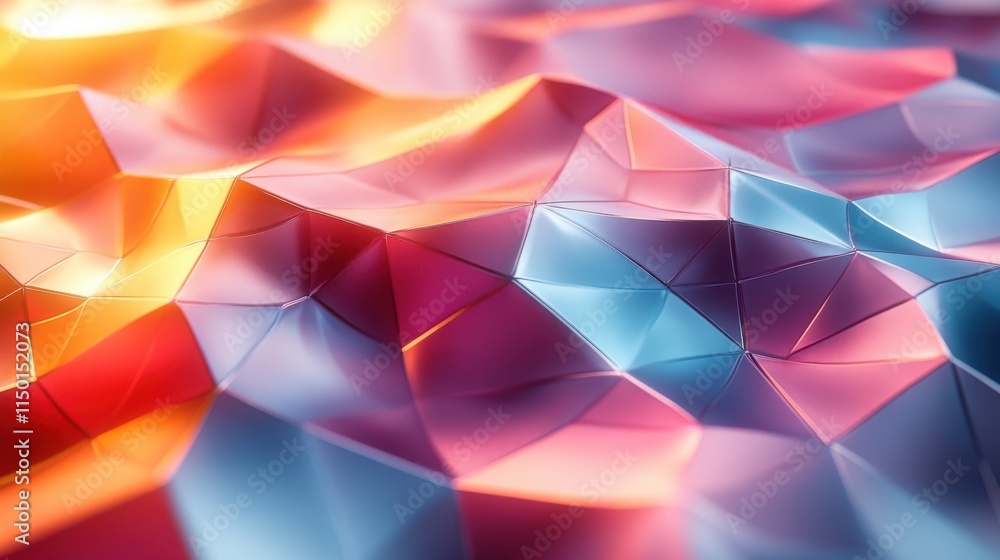Aufkleber abstract 3d rendering of low poly chrome surfa