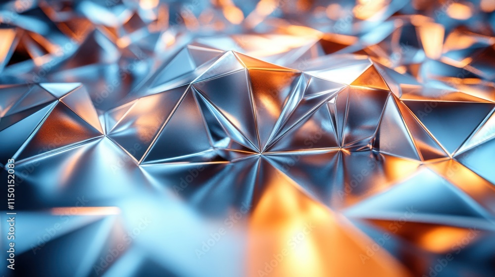 Aufkleber abstract 3d rendering of low poly chrome surfa