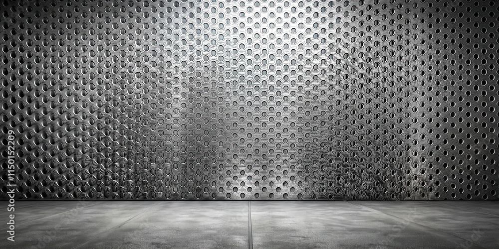 Aufkleber Abstract Metallic Background with Circular Pattern and Concrete Floor