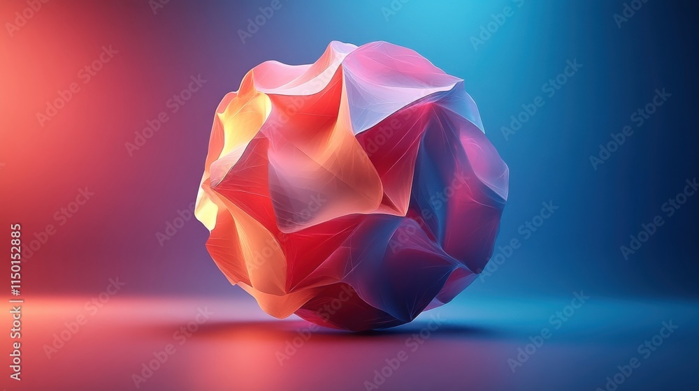 Poster abstract 3d rendering of low poly spher