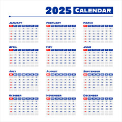 2025 Calendar blue theme
