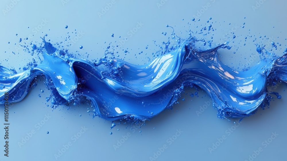 Poster abstract 3d rendering of paint splash cool liquid shape modern background desig