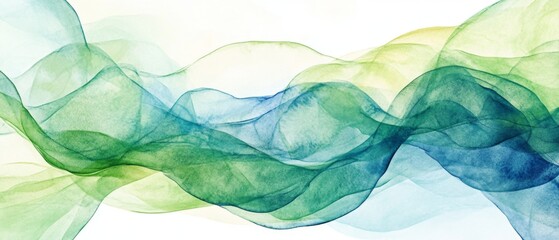 Abstract luxury art background with tropical leaves. Watercolor design in art line style in green and blue colors