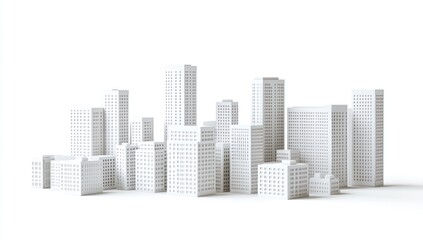 Fototapeta premium Minimalist white cityscape model.