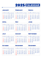 2025 calendar blue theme