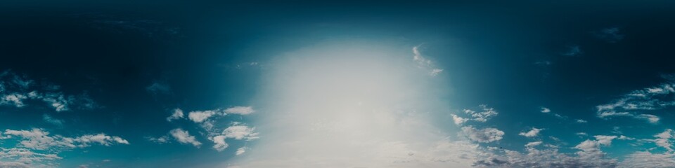 Sky 360 panorama - Bright blue sky filled with fluffy white Cirrus clouds. Seamless hdr spherical...