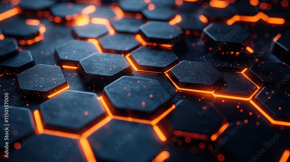 Poster abstract animation of futuristic surface with hexagons 3d render background design seamless looped v