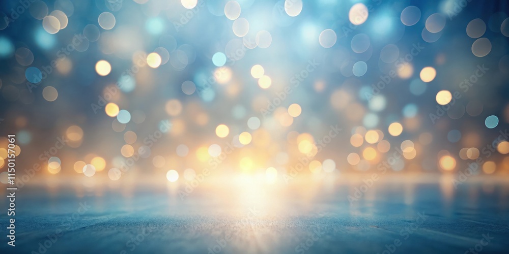 Poster abstract blue and gold bokeh background with a smooth surface