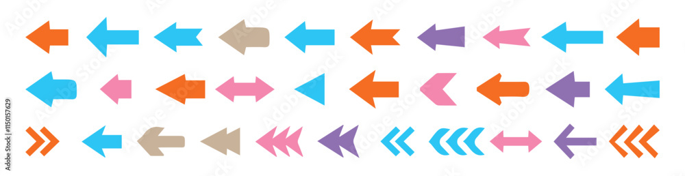 Poster arrows. arrow icon set. colored arrow symbols. arrow of different types. arrow isolated vector graph