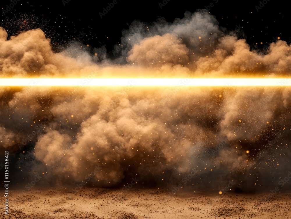 Poster pm2.5 dust risk concept. a dramatic scene featuring a glowing golden line cutting through a cloud of