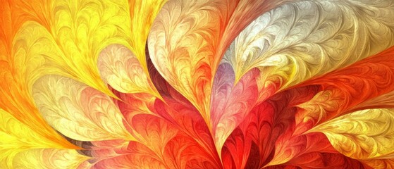 Abstract yellow, red soft color background. Painting texture. Modern artistic pattern. Fractal artwork for creative graphic design