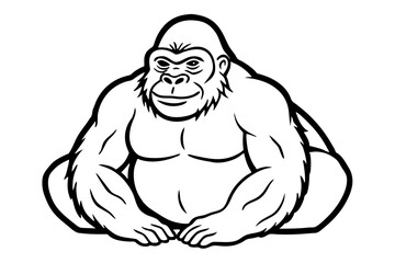 A sketch of a gorilla sitting calmly