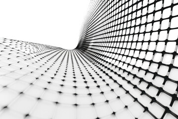 Abstract Grid Flows Smoothly Across a Dark Background, Modern Architecture.