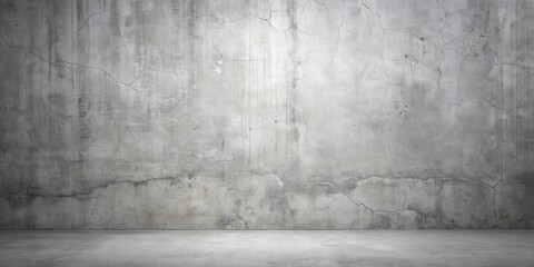 Cracked Concrete Wall and Empty Floor A Grungy, Industrial Background Setting
