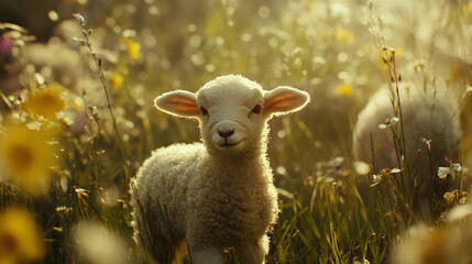 Obraz premium Jesus With Lamb Scene