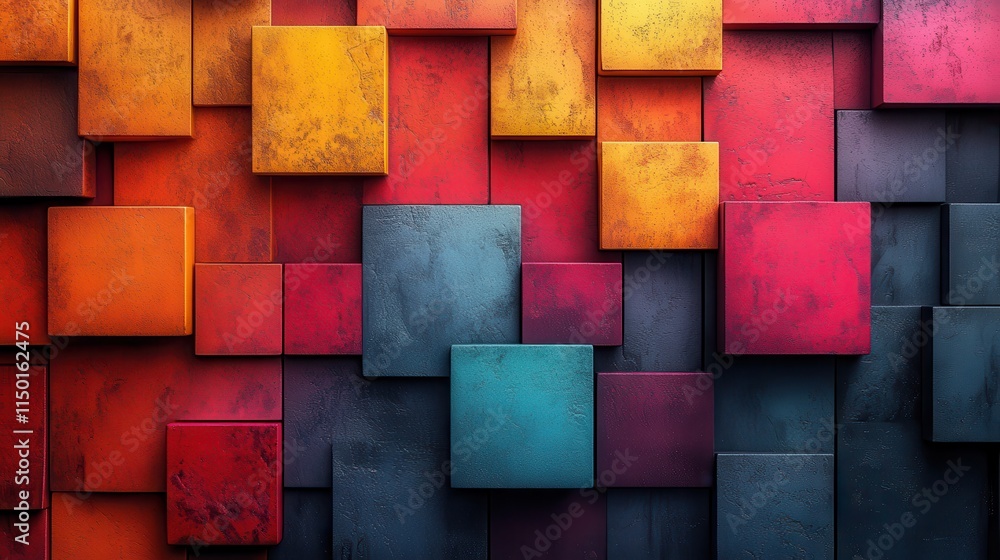 Poster abstract texture with colorful squar