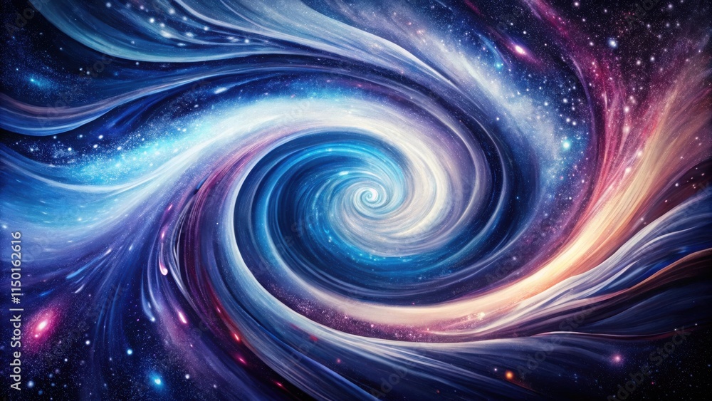 Poster cosmic swirl a mesmerizing abstract depiction of swirling nebulae and celestial bodies in vibrant hu