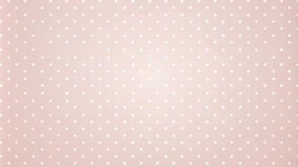 A delicate blush pink background with a subtle, repeating pattern of small, evenly spaced white polka dots.