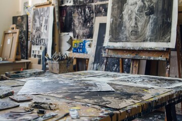 Obraz premium Art studios ignite imaginations, transforming blank canvases into masterpieces. --ar 3:2 --v 6 Job ID: f603950d-b4f1-4c9a-8a26-21801b8b13fd