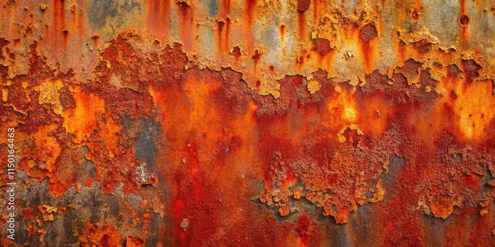Poster intricate rust texture oxidized metal surface with vivid hues