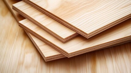 Smooth Natural Wood Panels Stacked for Construction and Crafting