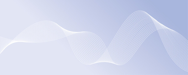 Abstract white wave dynamic curve lines on sky blue background. Energy technology concept modern backdrop design for business, presentation, banner.