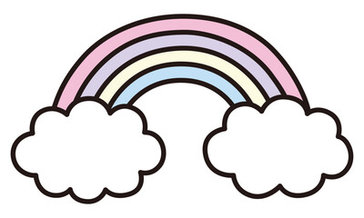 かわいい雲と虹のベクターイラスト