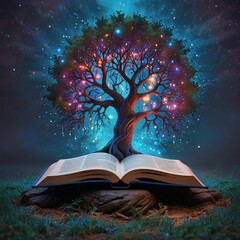 magic book with magic light