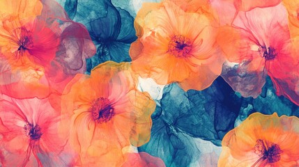 seamless abstract colourful ink flowers texture pattern