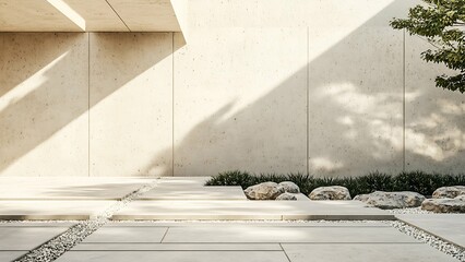 A serene sanctuary, bathed in natural light. Soft shadows dance across the neutral tones, creating a tranquil atmosphere.