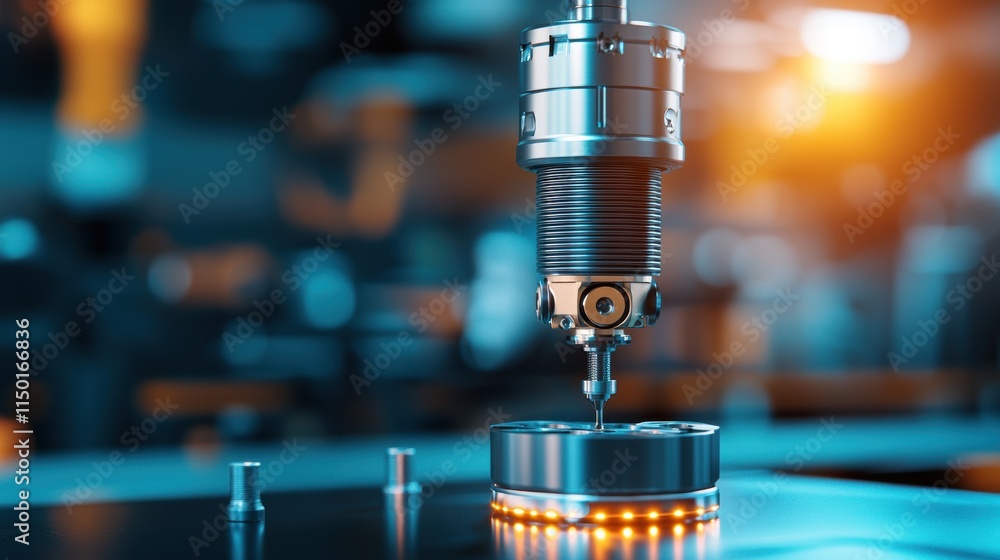 Poster mechanics repair of engine durability concept. a close-up of a robotic arm precision machining a met