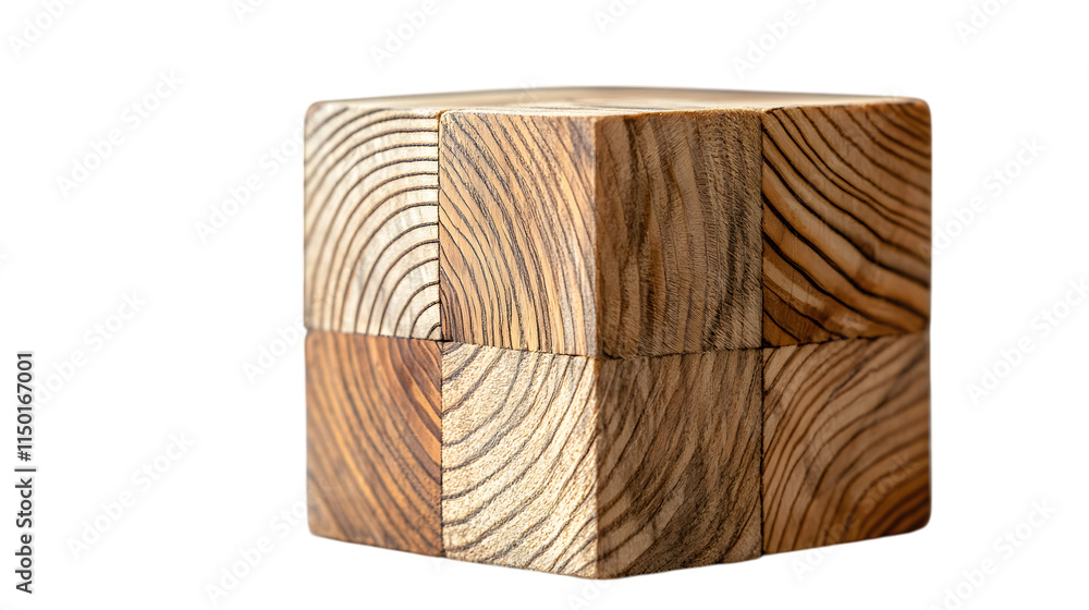Poster wooden geometric block with natural patterns for eco-friendly themes isolated on transparent backgro