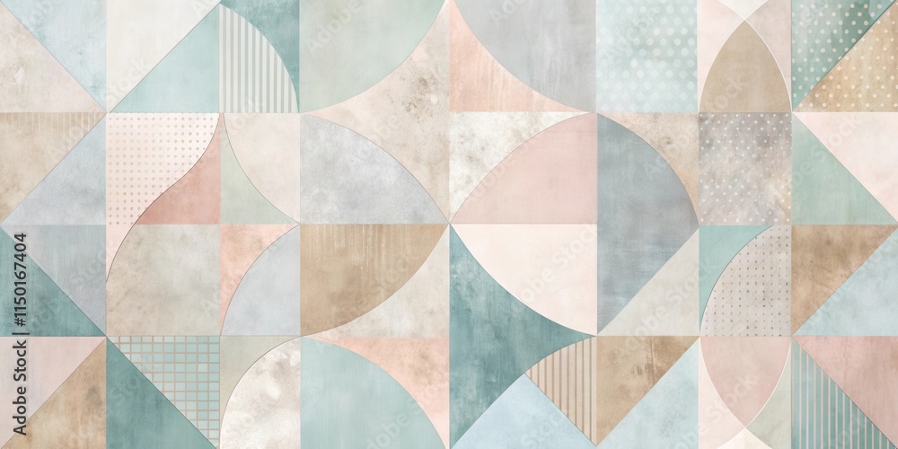 Fototapete Abstract Geometric Pastel Tile Pattern Design with Subtle Textured Background