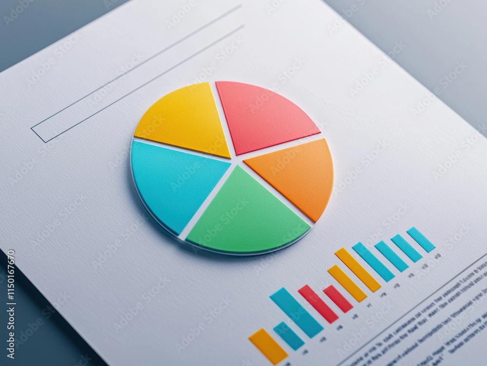 Poster property tax valuation planning concept. a colorful pie chart on a report highlights data visualizat