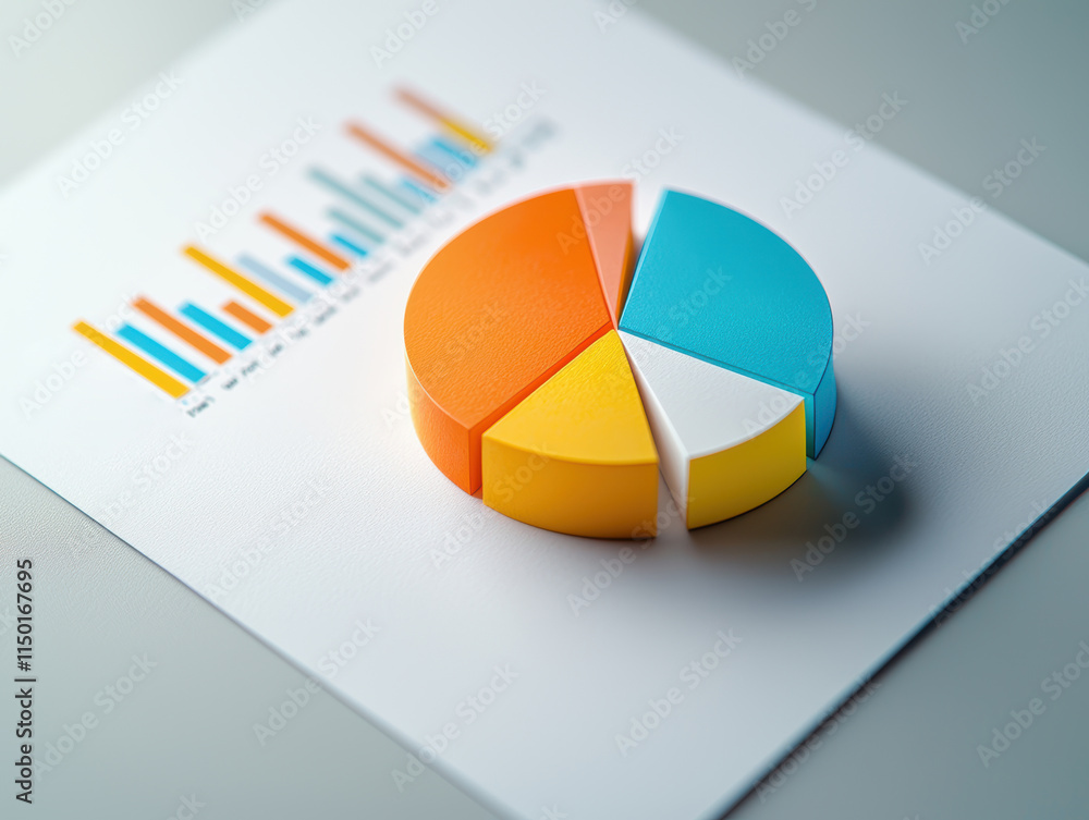 Poster property tax valuation planning concept. a colorful pie chart on a sheet of paper, accompanied by ve