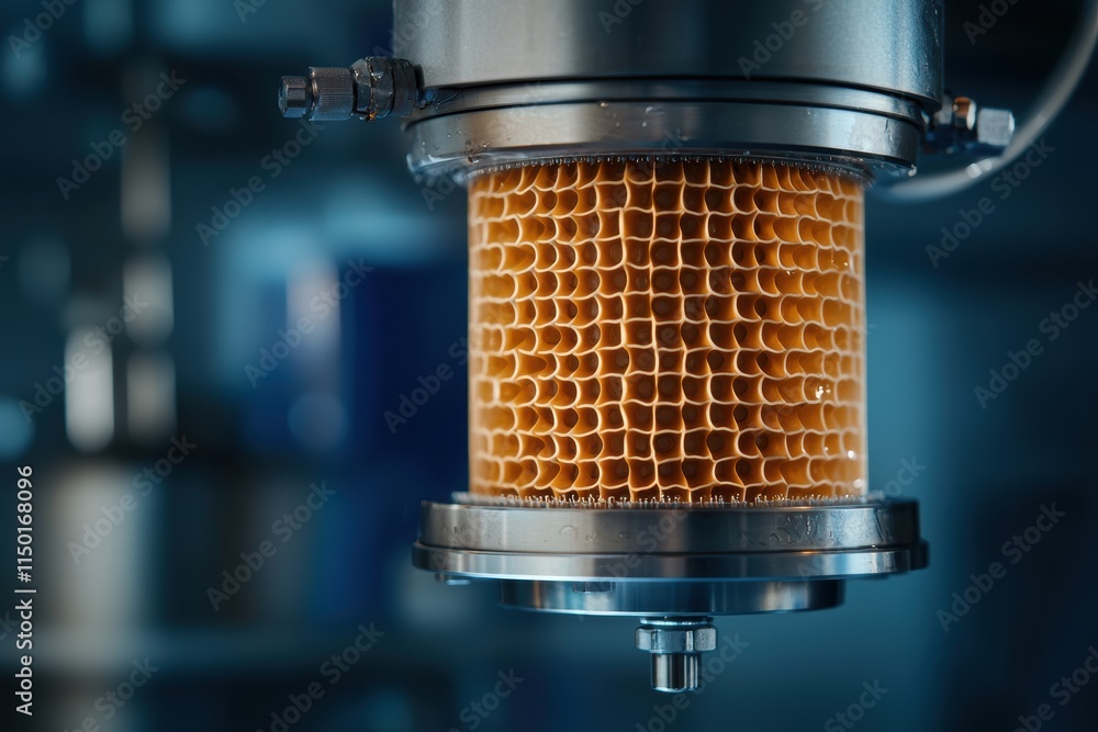 Poster ai concept water resource management technology. a close-up image of a honeycomb structure inside a 