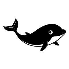 Whale cartoon vector silhouette
