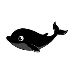 Whale cartoon vector silhouette