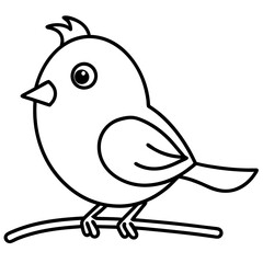 Cute Cartoon Bird Line Drawing for Coloring Book.