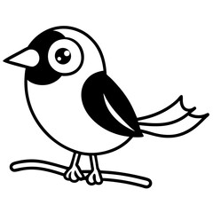 Cute Cartoon Bird Line Drawing for Coloring Book.