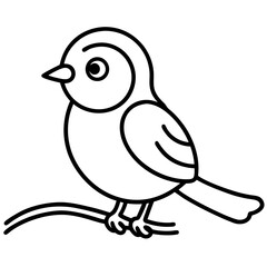 Cute Cartoon Bird Line Drawing for Coloring Book.
