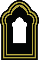 Traditional islamic window shapes in oriental style. Set of black silhouette eid mubarak decorative arches, mosque borders or moroccan gates. Arabic muslim architecture design elements, ramadan frames