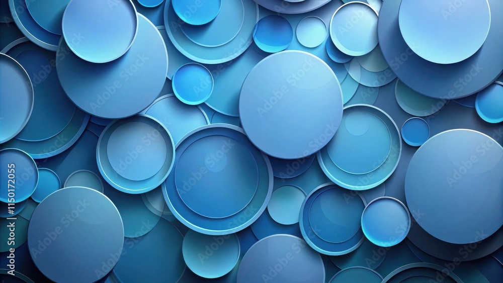 Poster Abstract Background of Overlapping Blue Circles with Depth and Shadow