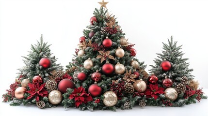 Fototapeta premium celebrate the start of the new year with a beautifully decorated christmas tree perfect for new year s festivities and holiday decor against a white background