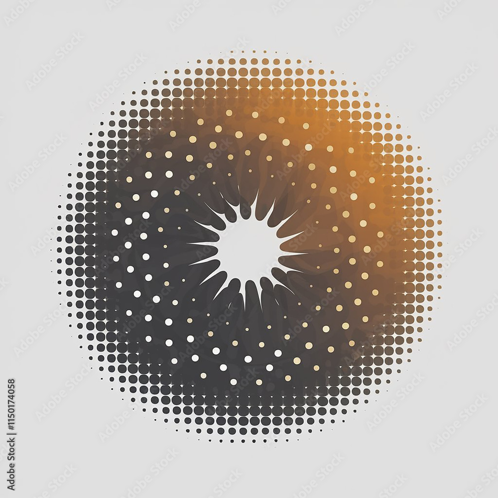 Poster abstract dotted gradient with circle pattern and halftone effect – minimalist grayscale digital art