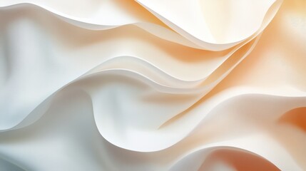 Obraz premium Abstract Soft Waves of Cream and Peach Fabric Creating a Serene and Elegant Background with Gentle Curves and Subtle Light