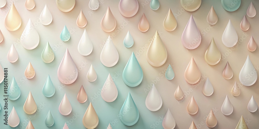 Poster Pastel Raindrops Abstract Background Design Featuring a Seamless Pattern of Softly Colored Droplets Arranged in a Repeating Motif