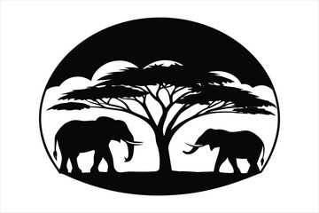 Serengeti Silhouette: Harmony of Elephants and Nature