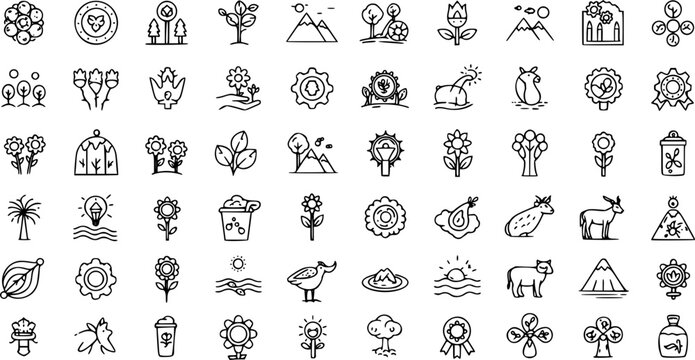 Environment Line Editable Icons set. Vector illustration in modern thin line style of nature related icons: plants, insects, animals, and more. Pictograms and infographics for mobile apps